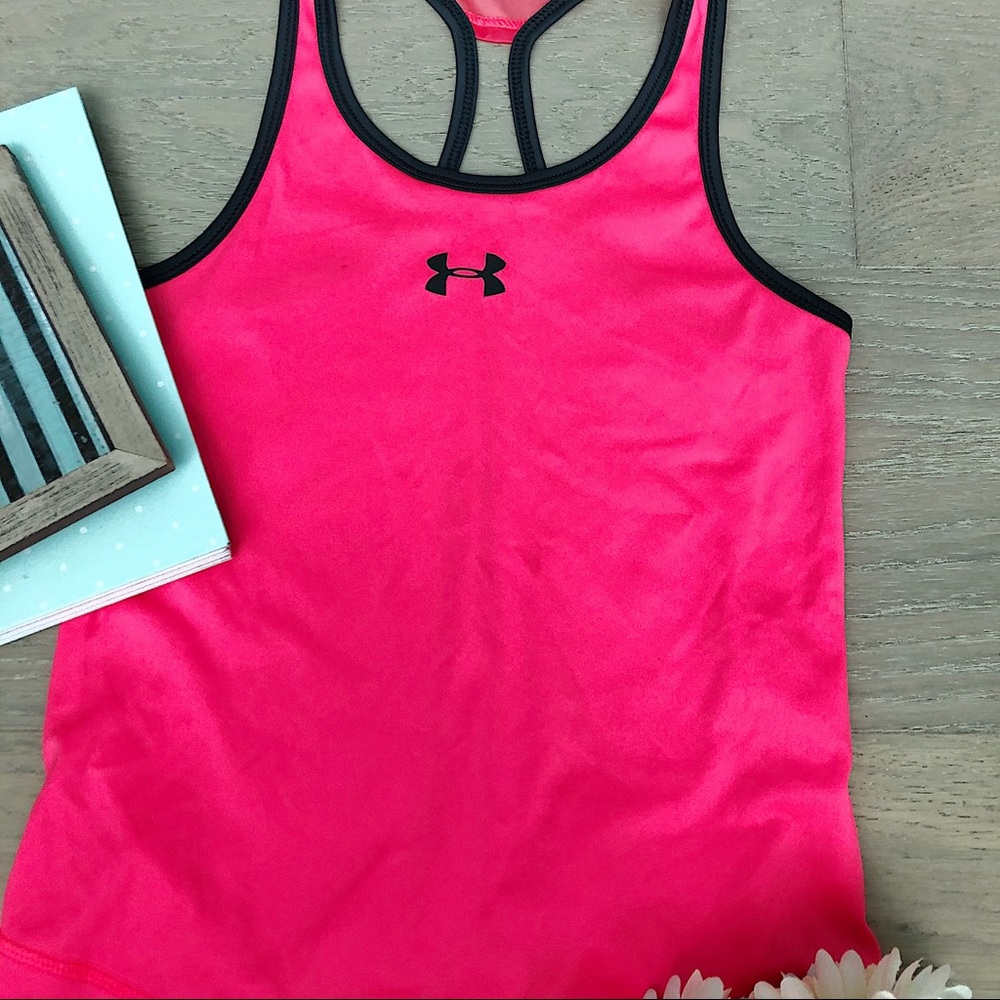 Under Armor Pink Athletic Top Heat Gear Girls